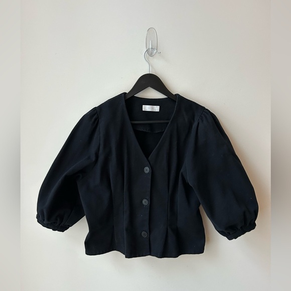Oak+Fort puffy shoulder cropped blazer - Picture 1 of 11
